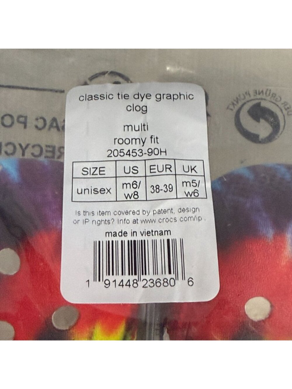 Crocs Classic Tie Dye Graphic Clog NWT Women 8 Men 6 NWT - Picture 6 of 6
